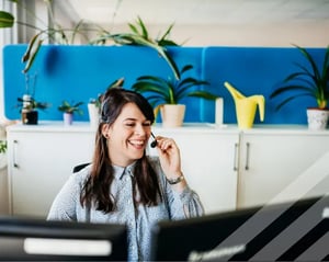Claims specialist takes a call with a client